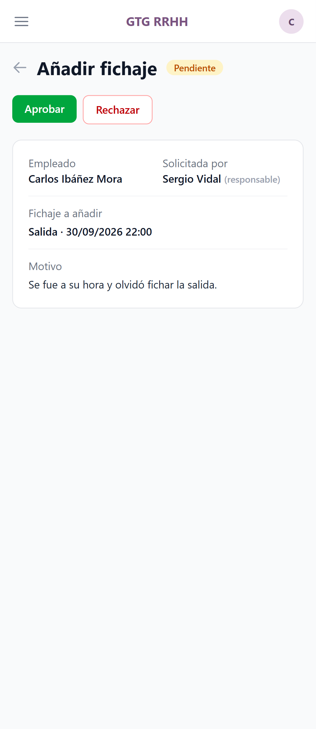 Corrección propuesta por la empresa, pendiente de tu respuesta